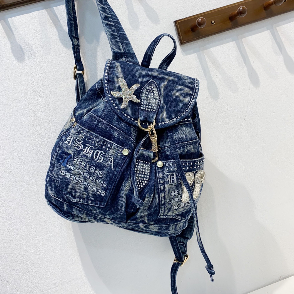 Luxury Zipper Bags - iPinee Luxury Denim Women Backpack High