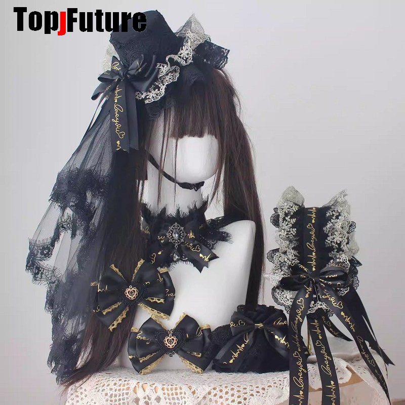 Luxury Y2K Bags - Black Gold Luxury Headwear Spike Lolita