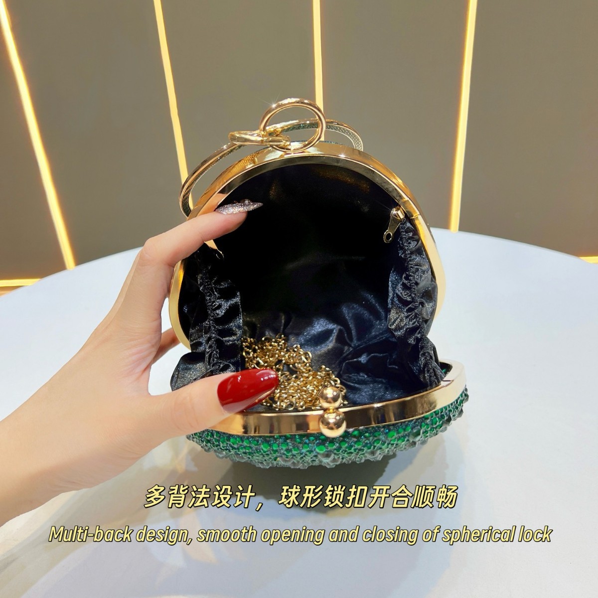 Emerald Green Full Rhinestone  - огляд і ціна Luxury Bags Green