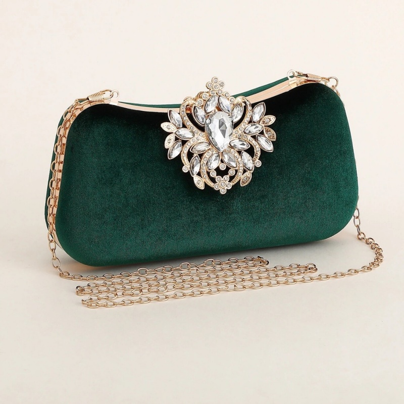Dark Green Velvet Clutch Bag L - огляд і ціна Luxury Bags Green