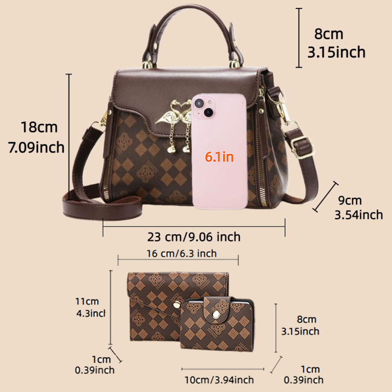 3-piece women's bag set, light - огляд і ціна Luxury Bags In
